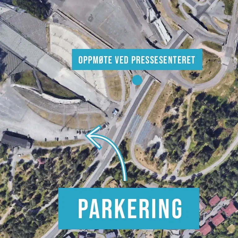 Kart som viser oppmøte ved pressesenteret i Holmenkollen